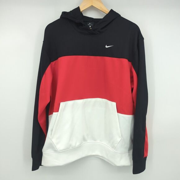 NWT Nike Dri Fit Hoodie Mens Large Black, Red And White - Picture 1 of 9